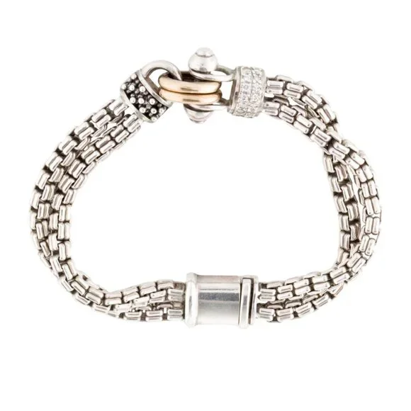 MICHAEL DAWKINS DIAMOND 14K YELLOW GOLD & STERLING SILVER LINK BRACELET